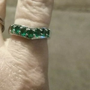 100% Natural 1ct Itabira Emerald Sterling Silver Ring Size N - O / 7 - 7.5 * WOW - Picture 1 of 11