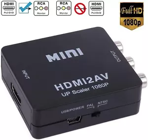 HDMI to RCA, HD Video Converter, Yeworth 1080P Mini HDMI to 3RCA AV/CVBS Composi - Picture 1 of 7