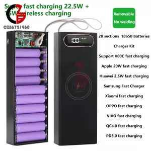 20x 18650 Battery Power Bank Case LCD Display Wireless Fast Charger Box 22.5+15W - Picture 1 of 30