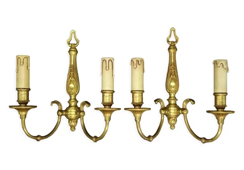 PAIR OF SCONCES LOUIS XVI STYLE - BRONZE - FRENCH ANTIQUE Cover