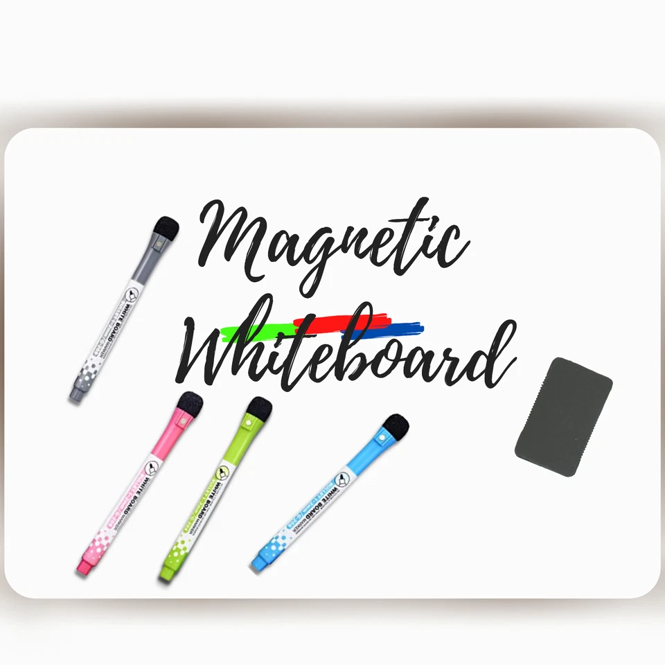 Large Fridge Notice A3 Board Magnetic Memo Family Planner Whiteboard - 4 Markers - Image 1 of 4