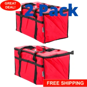 2 PACK Insulated RED Catering Delivery Food Full Pan Carrier Hot Cold Cooler Bag - Picture 1 of 12