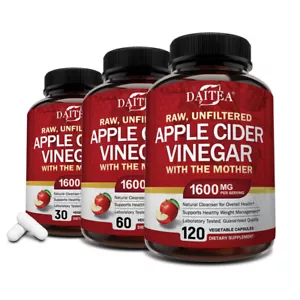 Cápsulas de vinagre de sidra de manzana - 1600 mg con la madre 30/60/120 píldoras ceto veganas - Imagen 1 de 13