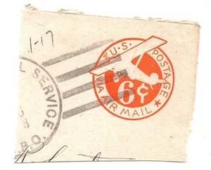 WWII US Cut Square UC4 6 cent Air Mail U.S. Army A.P.O (a17) - Picture 1 of 1