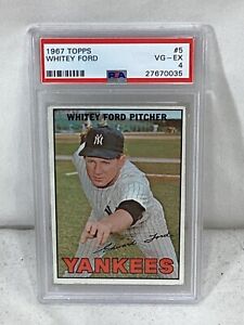 1967 Topps Baseball #5 New York Yankees Whitey Ford Card PSA 4 FREESHIP