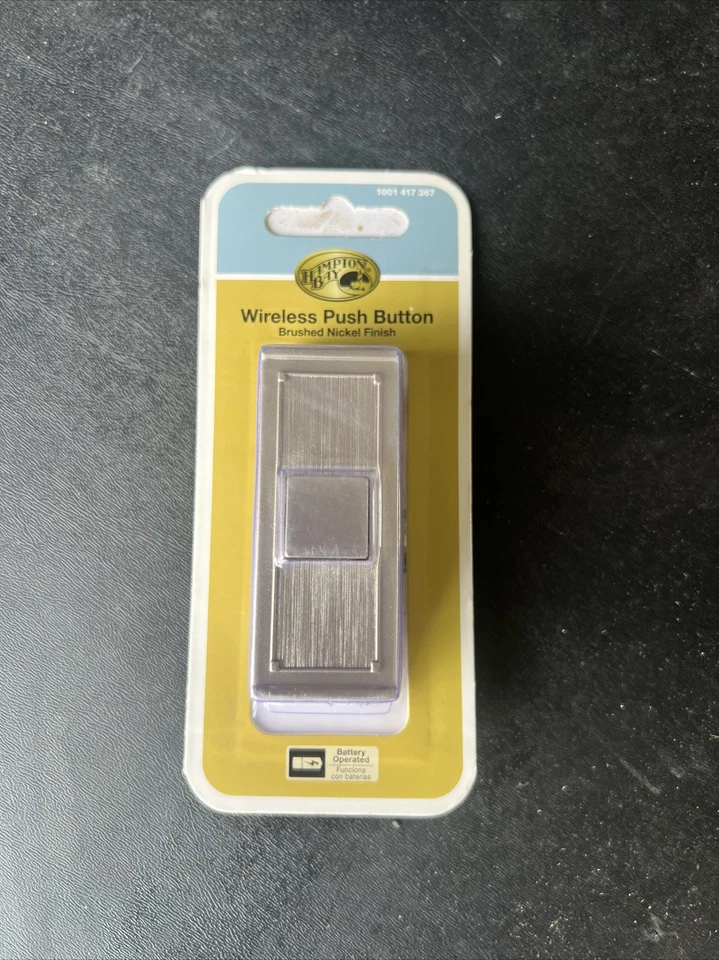 Hampton Bay Wireless Door Bell Push Button, Brushed Nickel 22ZN14