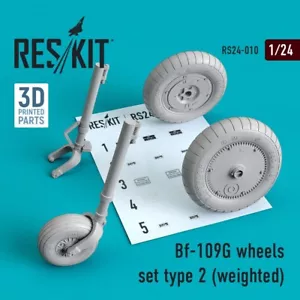 1/24 ResKit RS24-0010 Bf-109G set ruote tipo 2 (ponderato) - Foto 1 di 1