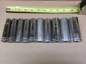 Craftsman USA 1/2" Drive 1-Piece 12-Point Metric Deep Socket Set 13-27 - Picture 1 of 13