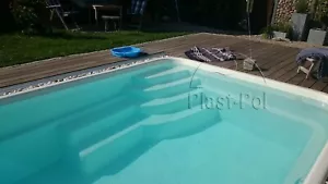 Gfk Schwimmbecken 8,10x3,65x1,50 Eckig Swimming Einbaubecken Eckpool Pool SET - Bild 1 von 10