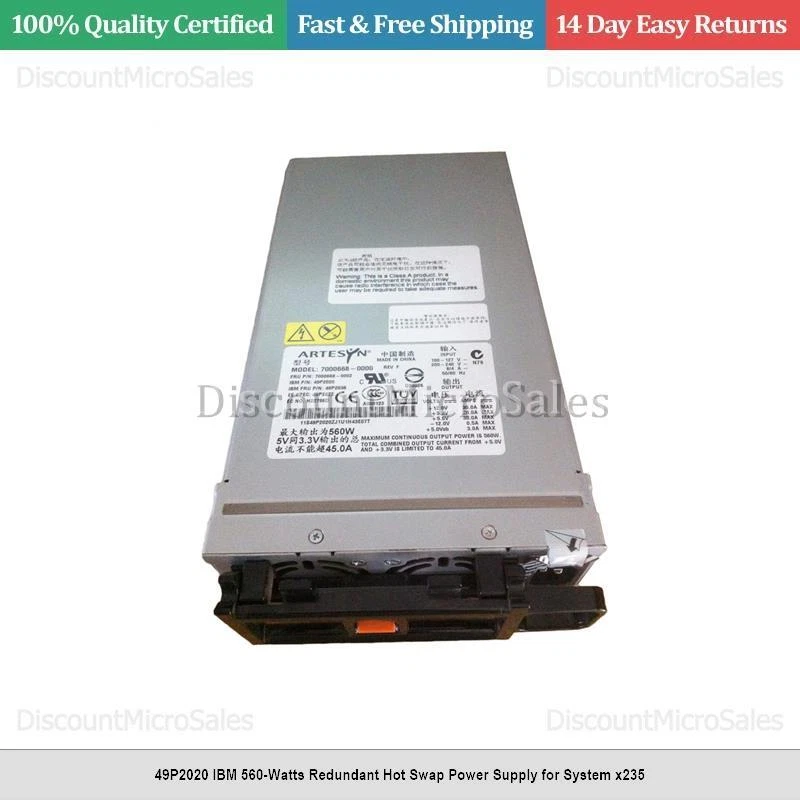 49P2020 IBM 560-Watts Redundant Hot Swap Power Supply for System x235 - Image 1 of 1