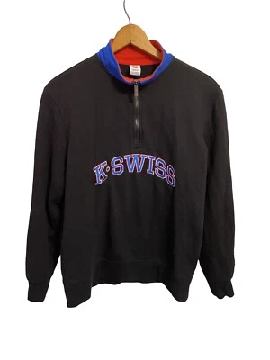 Camisa De Colección K-Swiss 1/4 Cremallera Manga Larga Para Hombre Talla Mediana Negra - Logo Bordado Foto 1 de 3
