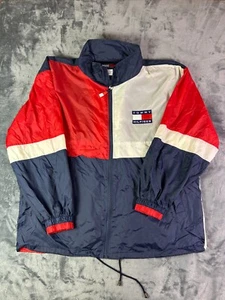 Tommy Hilfiger Flag Colorblock Windbreaker Jacket Mens Large Nylon 90s - Picture 1 of 7