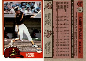Barry Evans 1981 Topps Baseball Card 72  San Diego Padres