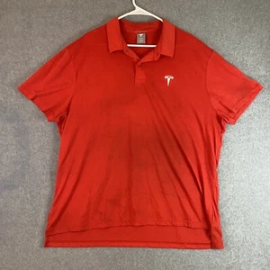 Tesla Shirt Mens 3XL Red Polo Short Sleeve Elon Musk Poly Stretch White Logo - Picture 1 of 21