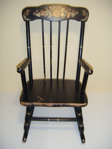 Vintage Small Childs 27" Wood Black Rocking Chair Cover