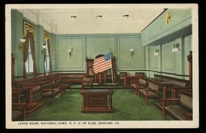 Postal de fraternidad BPOE Elks Club Lodge interior hogar Bedford Virginia - Imagen 1 de 2
