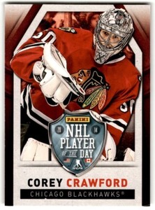 2013-14 Panini Player of the Day Corey Crawford #6 Chicago Blackhawks