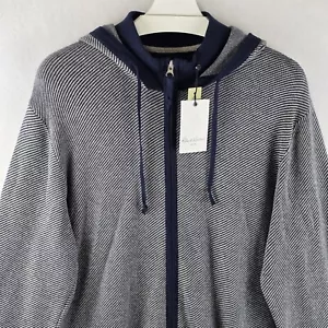 $278 Robert Graham XL Cashmere Blend Cardigan Dante Full Zip Hoodie Sweater Navy - Picture 1 of 21