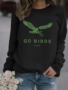 New Women’s Eagles Go Birds Crew Neck Pullover Sweatshirt Football Large