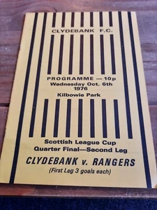 Clydebank v Rangers Scottish League Cup Quarter Final 6th October 1976 - Picture 1 of 2