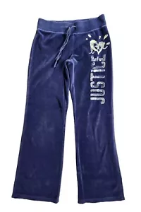 Mädchen Justice marineblau Velours Jogginghose Love ~ Pailletten Herz Kordelzug Größe 10 - Bild 1 von 7
