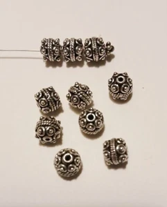 10 Pcs. Ornate Bali Sterling Silver Beads, Spacers, 8mm - Picture 1 of 1