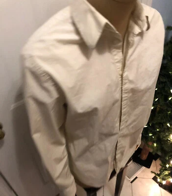 Camisa de vestir EXPRESS para hombre elástica color tostado crema con botones talla L Foto 1 de 4