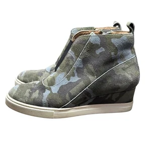 Linea Paolo Camo Print Wedge Sneakers Zip Up Ankle Booties Size 6M - Picture 1 of 10