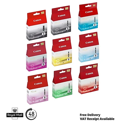 Genuine Canon PGI-5 PGBK CLI-8 C/M/Y/K/PC/PM/R/G Ink Cartridge Pixma Printer lot - Image 1 of 2