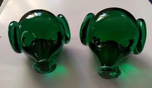 2 small green Glass PIG HEAD FACE Paperweights 4.5x5.5x6.5cm Sweet piggy Items - Picture 1 of 8