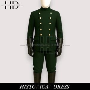 1930 Chauffeur Uniform Green Wool Jacket & Pants | Edwardian Repro Suit - Picture 1 of 8
