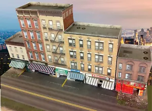 N Scale Buildings - Downtown apartments with shops Cardstock kit set CN016 - Picture 1 of 9