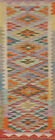 Colorful Kilim 7' Rug Runner Flatweave Pile Wool Kelim Carpets 2X7