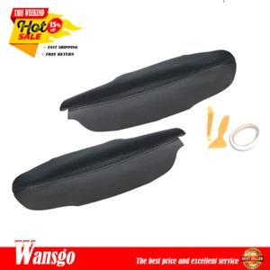 Leather Door Panel Armrest Covers Black For 2009-2014 Acura TSX Faux NEW - Foto 1 di 9