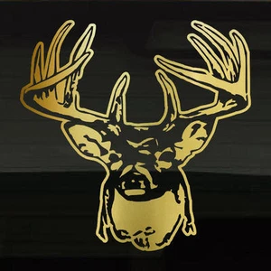 Hirschbock Kopf Geweih Ständer GROSS 12" Jagd Vinyl Outdoor GOLD Aufkleber Sticker - Bild 1 von 1