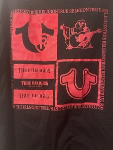True Religion Herren Multi Print Logo T-Shirt in Schwarz mit rotem Logo - 2XL - Bild 1 von 9