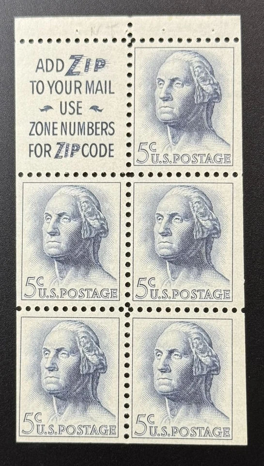 1963 US Postage Stamp (Scott #1213a) Booklet Pane w/Slogan #2 MNH CV $16.00 - Image 1 of 2