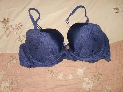 VERSACE 19-69 Navy Lace Lined Balconette Bra 36D - Image 1 of 4