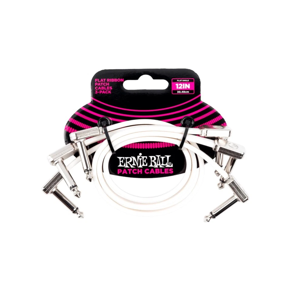 Cable de conexión de cinta plana Ernie Ball 12 pulgadas - blanco - paquete de 3 Foto 1 de 1