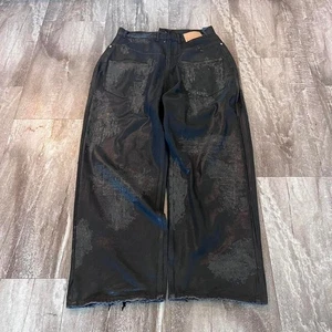 Project G/R Waxed Luster Black Baggy Reversible Jeans Size 3 Japan Rare - Picture 1 of 7