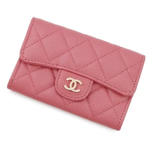 CHANEL Matelasse Bifold Wallet Card Case Calfskin Pink A80799 - Picture 1 of 15