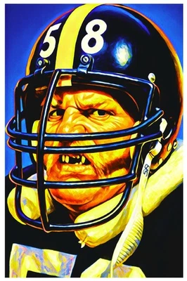JACK LAMBERT * Pittsburgh Steelers * ACEO  * FUN FOOTBALL ART * Art Card * ATC - Image 1 of 2