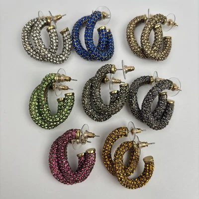 Heidi Daus "Lovely Links" Pave Crystal Hoop Earrings - Choose Color - Image 1 of 3