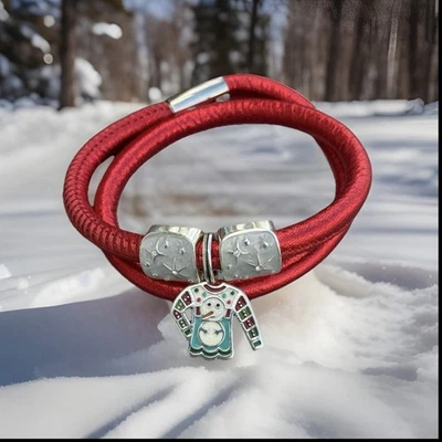 Pulsera Brighton Navidad Doble Woodstock Rojo Metálico Brillante Nueva con Etiquetas Foto 1 de 4