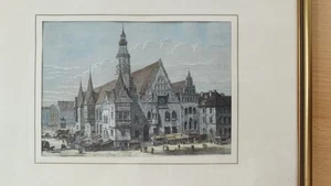 Druck Stich Kunstdruck coloriert Rathaus Bresslau 32cm x 26cm sehr guter - Bild 1 von 7