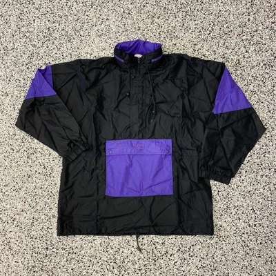 ASICS Windbreaker Jacket Mens L/XL Color Block Purple Retro 80s 90s VTG Dad - Image 1 of 4