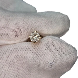 Vintage 0.23 Ct Diamond VS Natural Round Brilliant SINGLE Stud Earring 14K Gold - Picture 1 of 5
