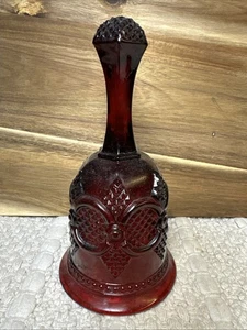 Vtg Avon Cape Cod Ruby Red Glass Hand Bell 6.5" Christmas 1979 Victorian Style - Picture 1 of 5