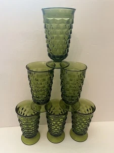 "6 vasos de té helado cubistas Indiana Whitehall Colony verde aguacate 6x3,5"" vintage" - Imagen 1 de 5