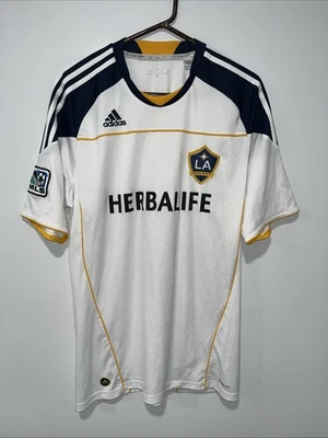 Camiseta de fútbol LA Galaxy para hombre talla grande Adidas 2010 2011 blanca MLS Foto 1 de 4